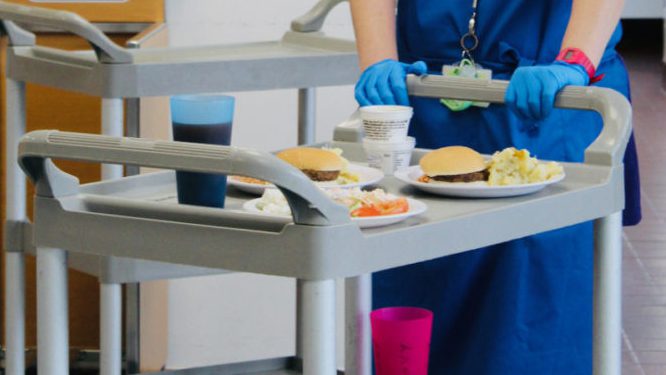 Lunch being served on a trolley