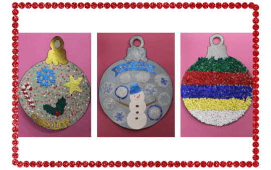 Christmas baubles created by CPA students