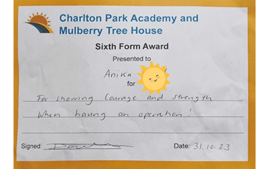 Certificate for showing courage and strength