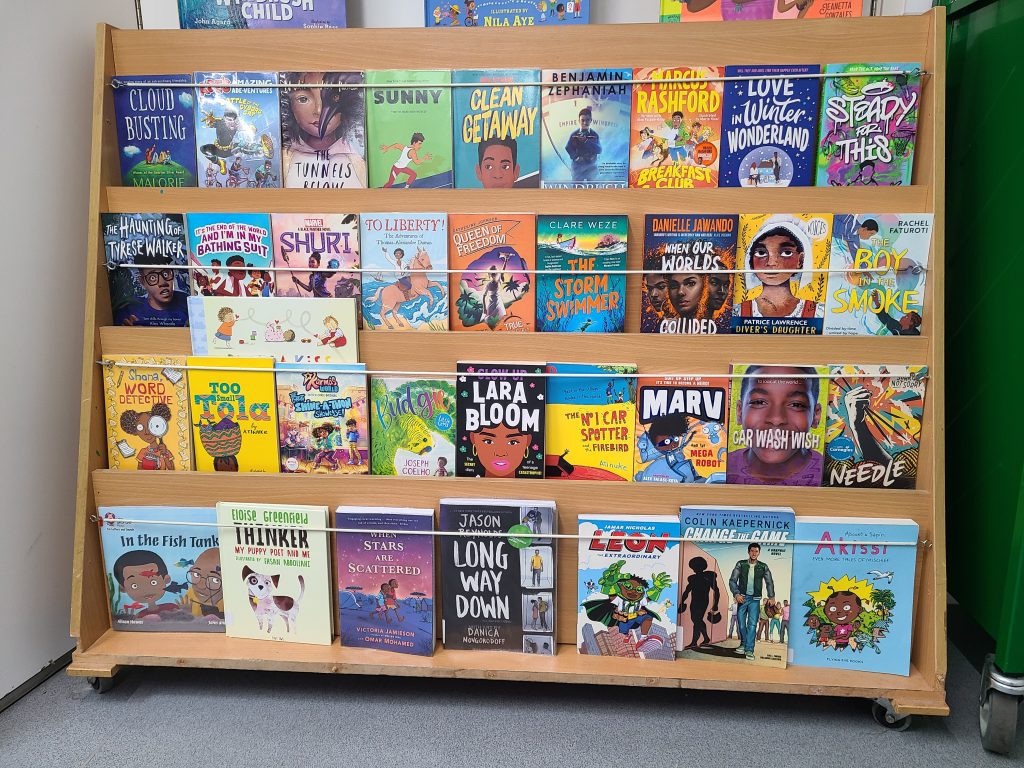 Library display of books for Black History Month