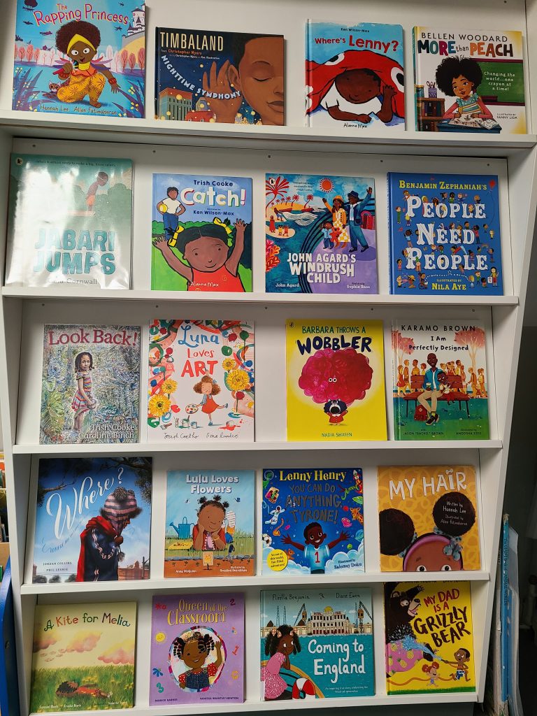 Display of books in the library for Black History Month