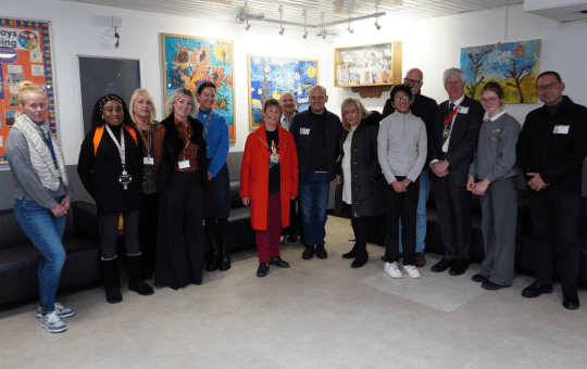 The Mayor of the Royal Borough of Greenwich pictured centre with CPA staff and pupils