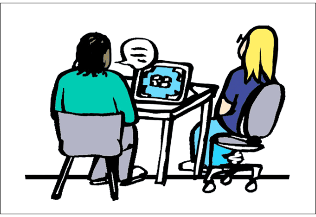 Illustration of two teachers having a meeting