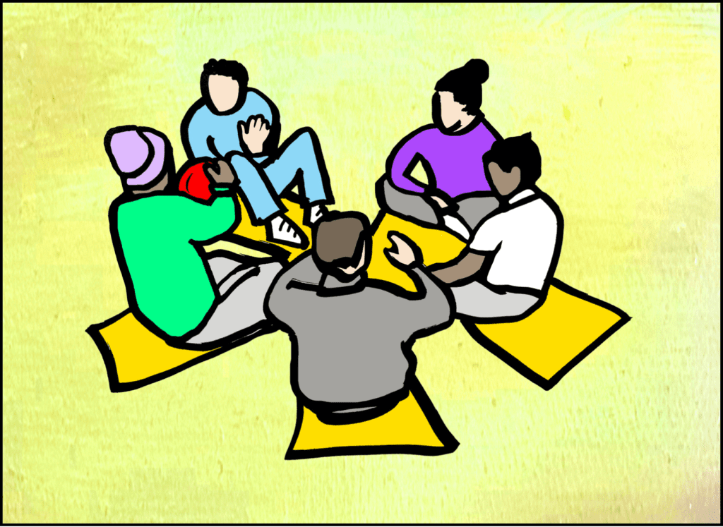 Students doing an activity in the gym Illustration: Copyright Dr Penelope Mendonca