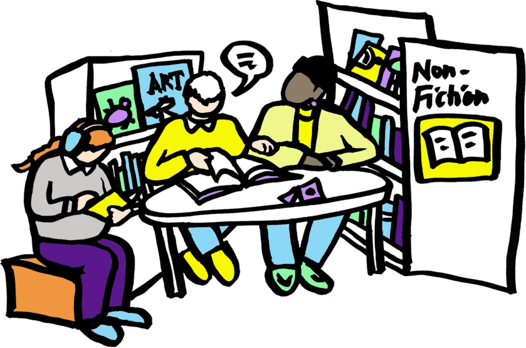 Students in the library Illustration: Copyright Dr Pen Mendonca