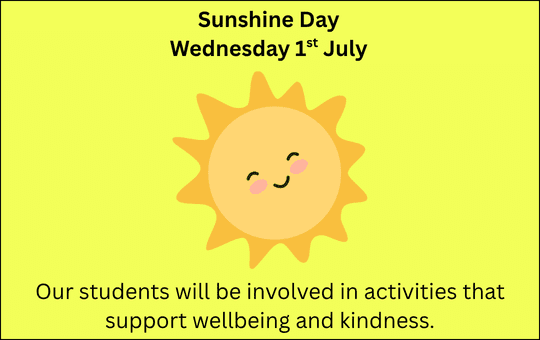 Sunshine Day Wednesday 1st July Sunshine Day Wednesday 1st July